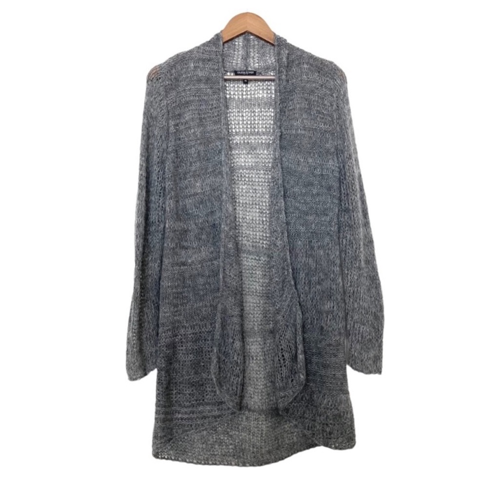 Eileen Fisher Open Sweater Knit Alpaca and Wool Blend Grey Duster Cardigan
